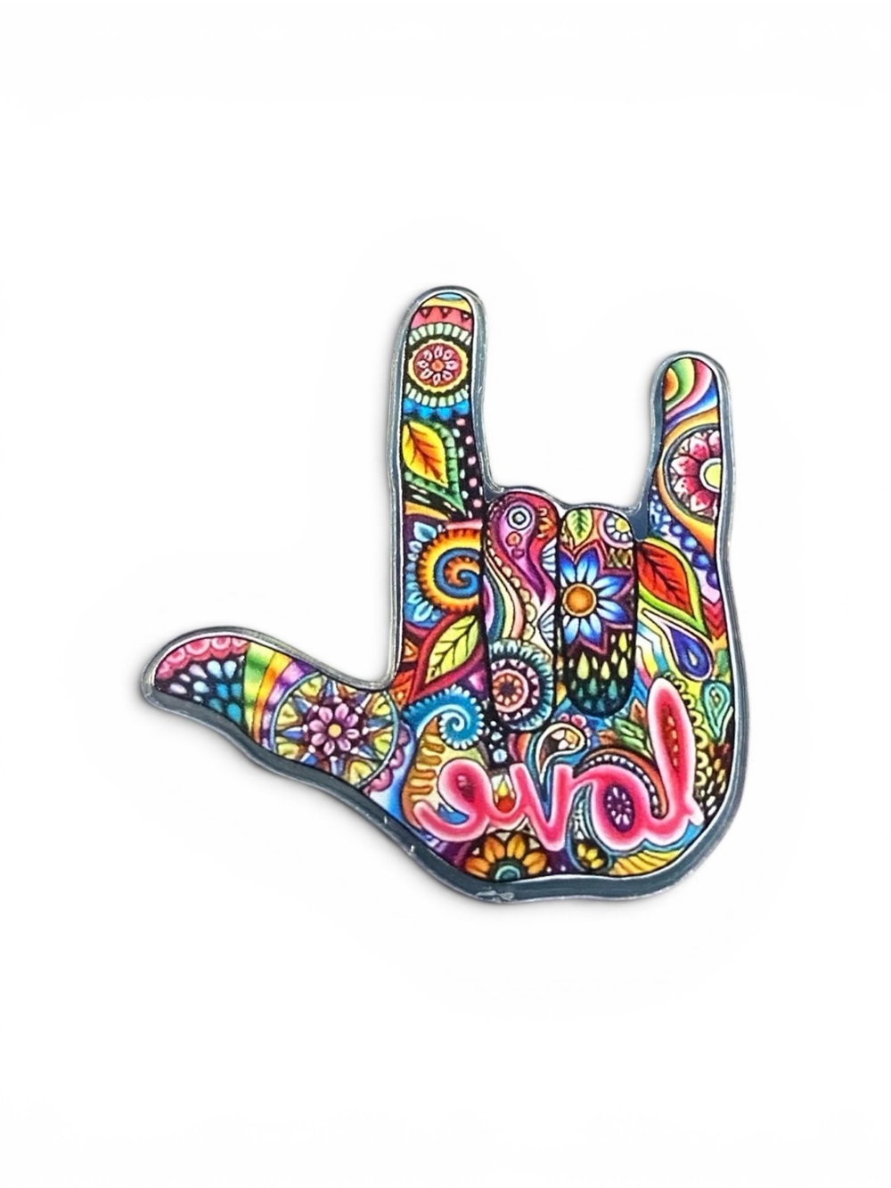 Colorful 'Love' Hand Sign Enamel Pin